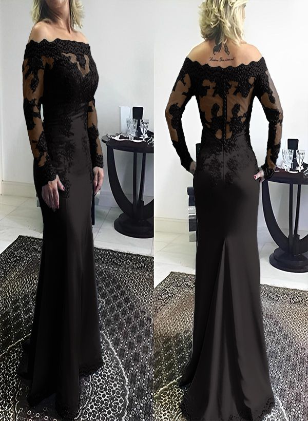 Ophelia Off-Shoulder Satin Dress Black 1