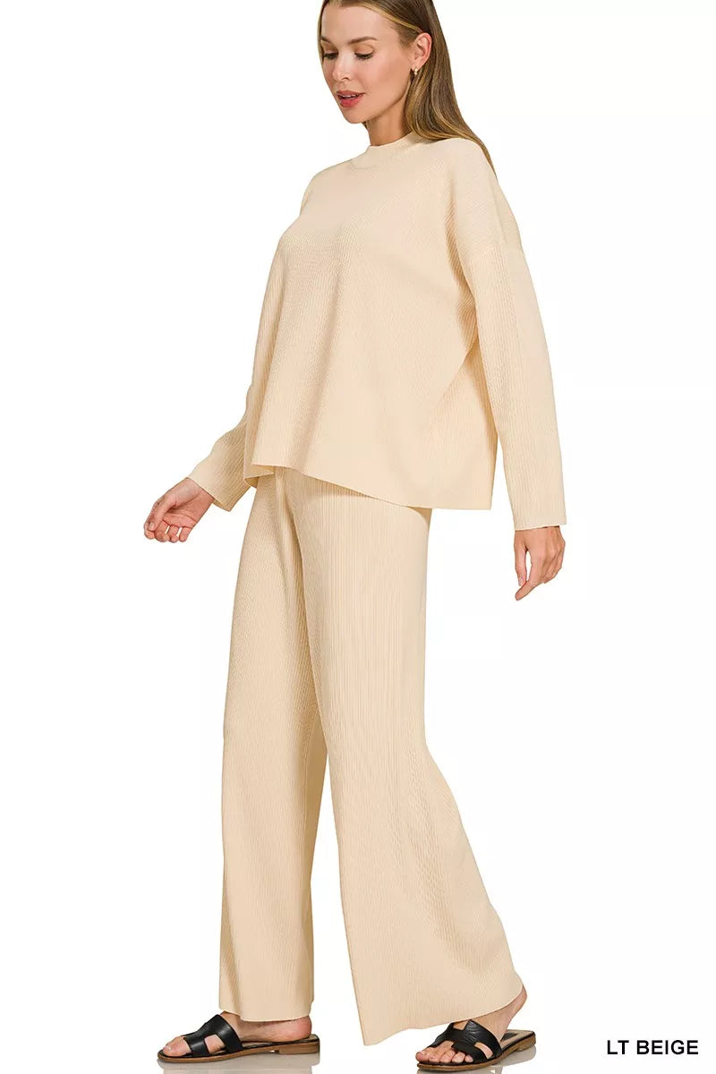Margot Knit Sweater Top & Pant Set LT BEIGE 3