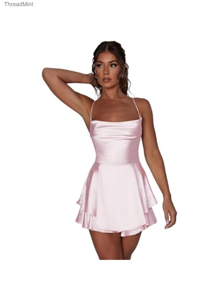 Valentina Satin Backless Mini Dress Pink 1