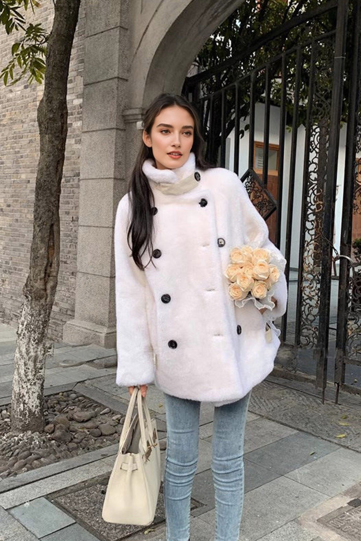 Margot Wool Shearling Teddy Coat Off White 6