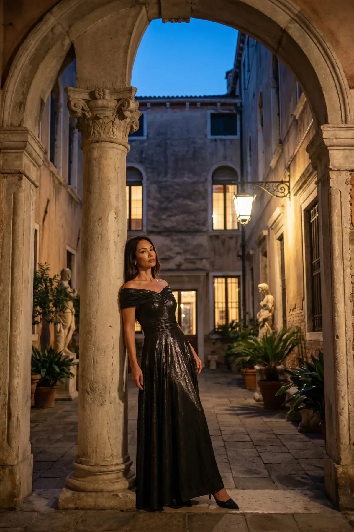 Margot Charcoal Cocktail Dress Shoulder Maxi Gown, Iris 5