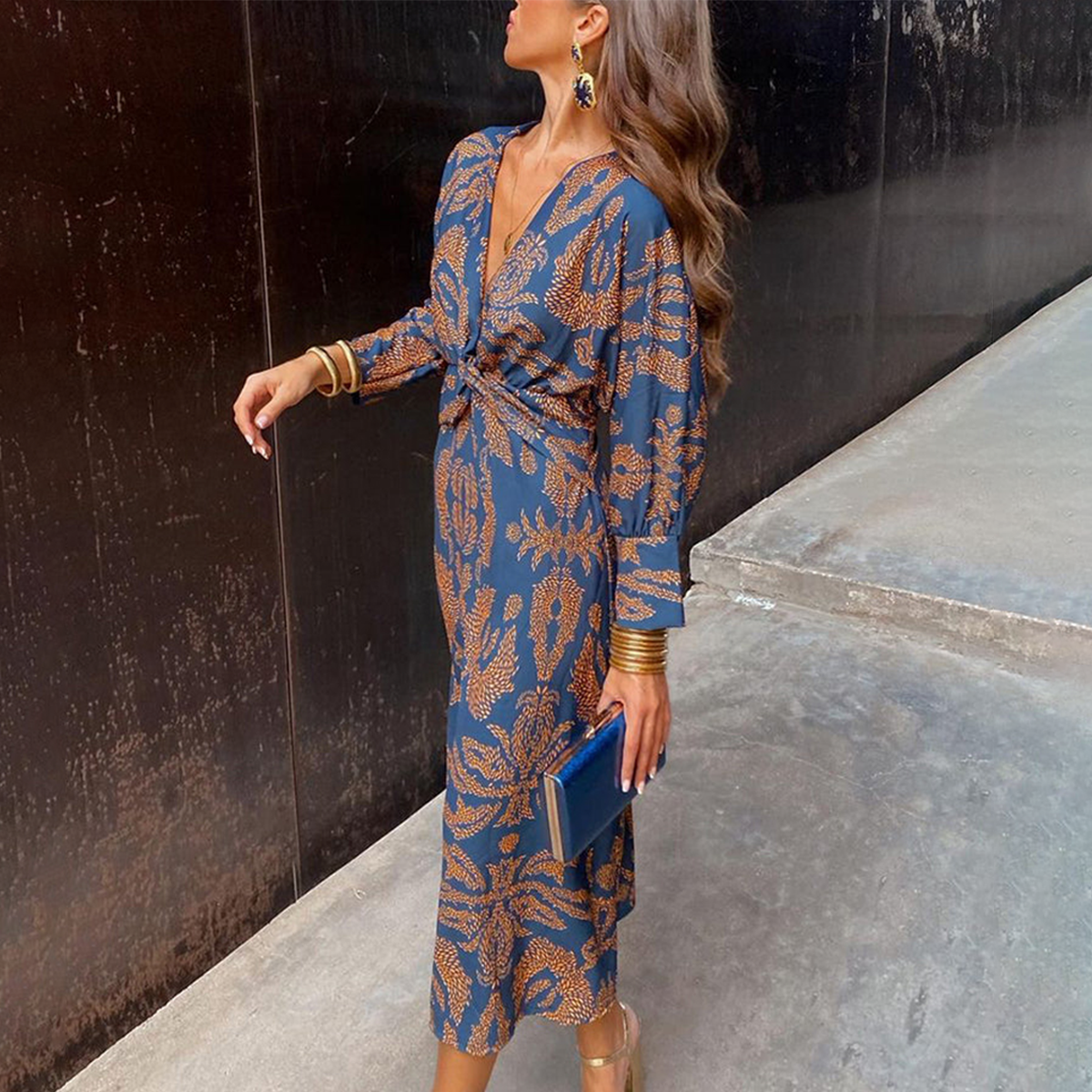 Margot Long-Sleeve Midi Dress Multi 3