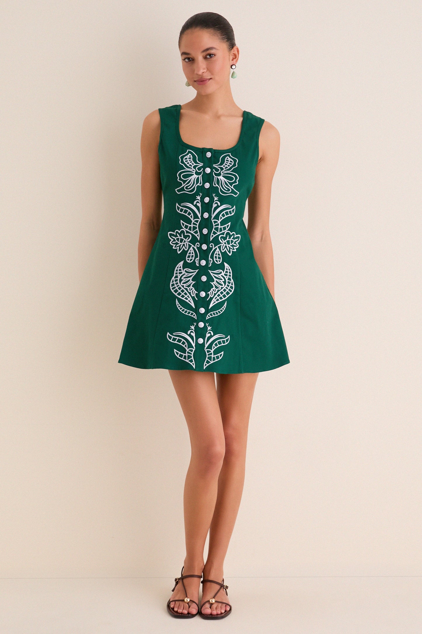Lucy Embroidered Mini Dress in Sage & Periwinkle Green & Baby Blue 6