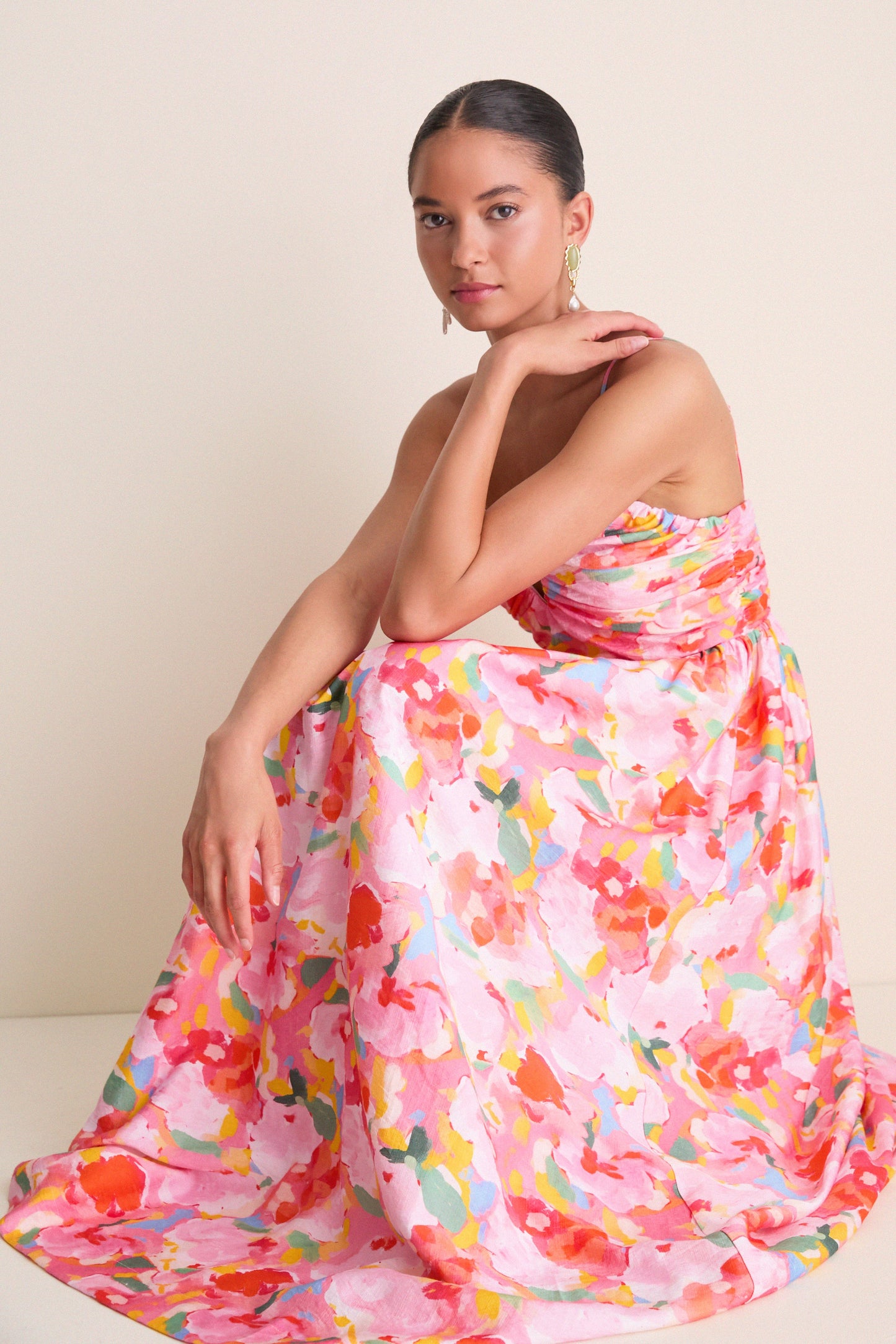 Harper Watercolor Maxi Dress Pink Multi Watercolor 7