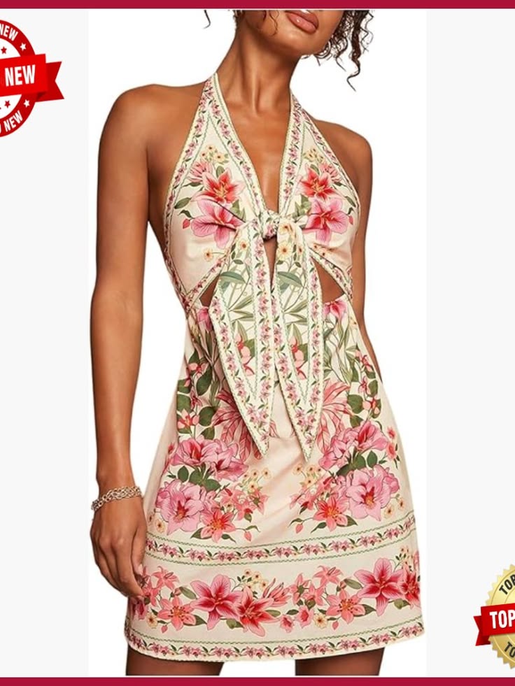 Rosalie Backless Floral Mini Dress Pink 1