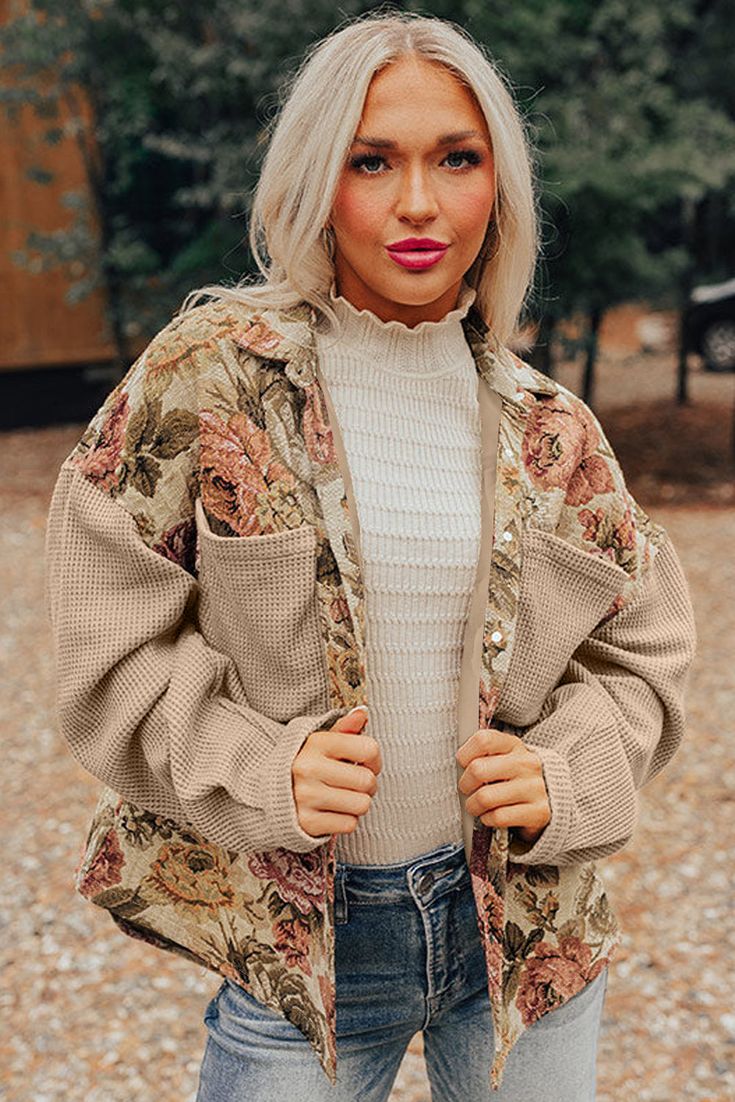 Margot Waffle Knit Jacket Floral 1