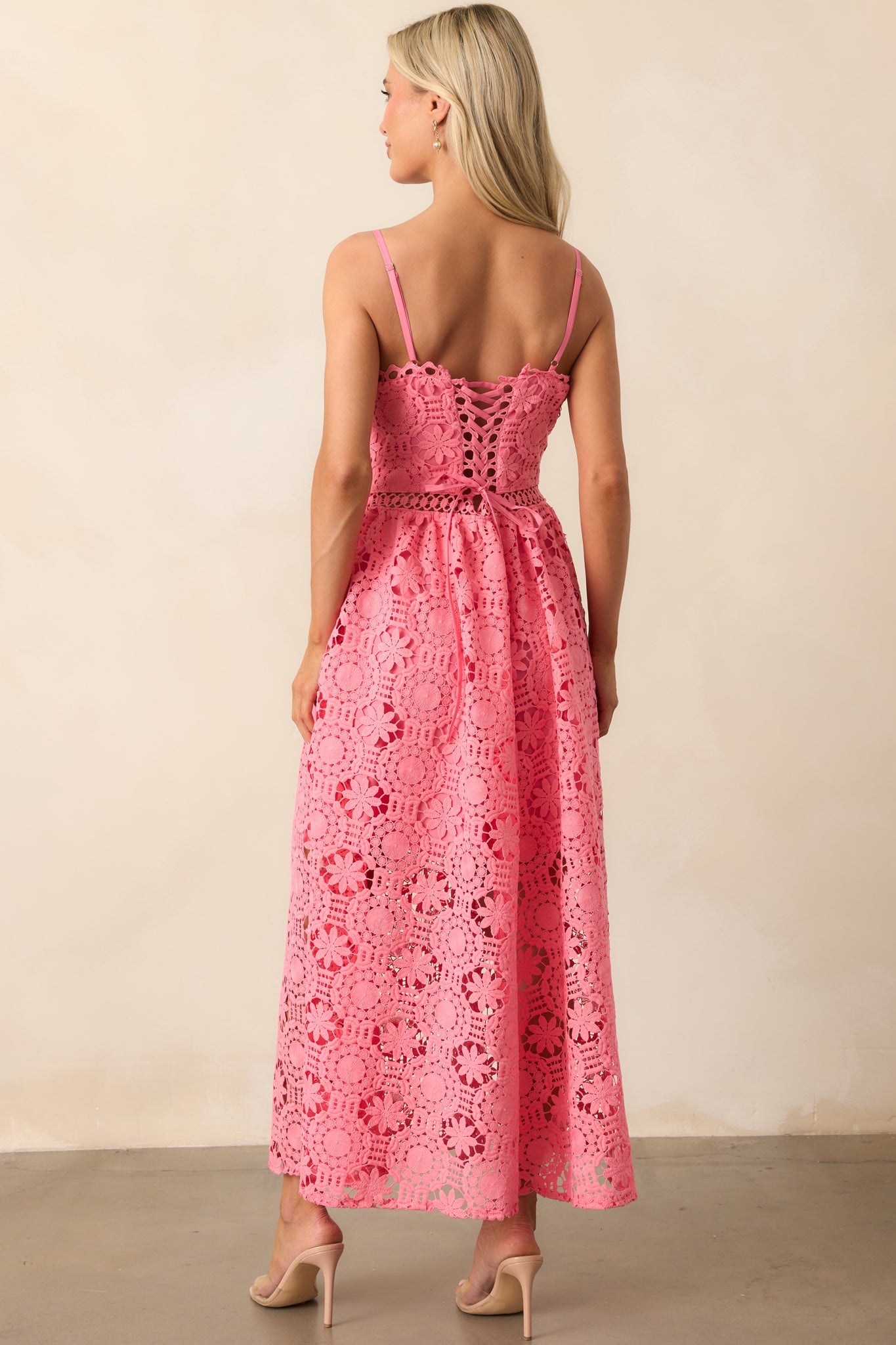 Arabella Floral Embroidered Maxi Dress Coral 6