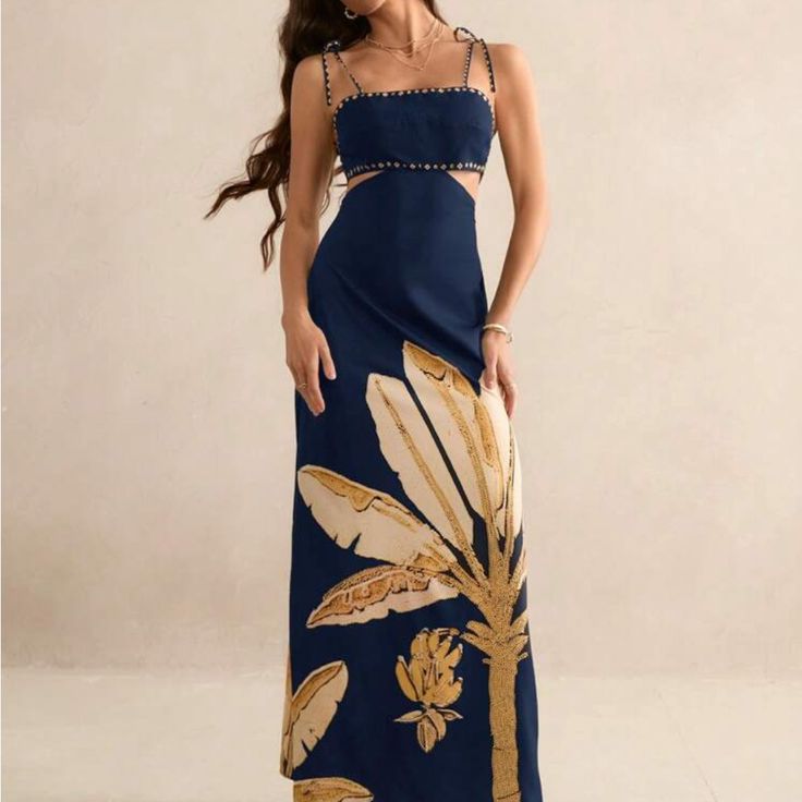 Margot Floral Maxi Dress Gold 1