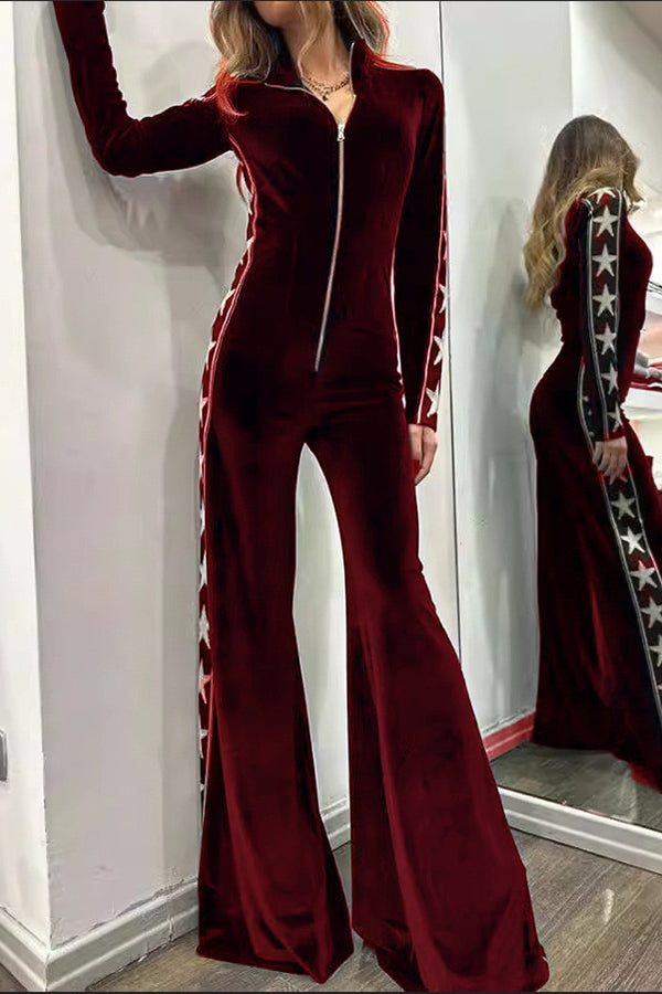 Celestine Velvet Jumpsuit Blue 9