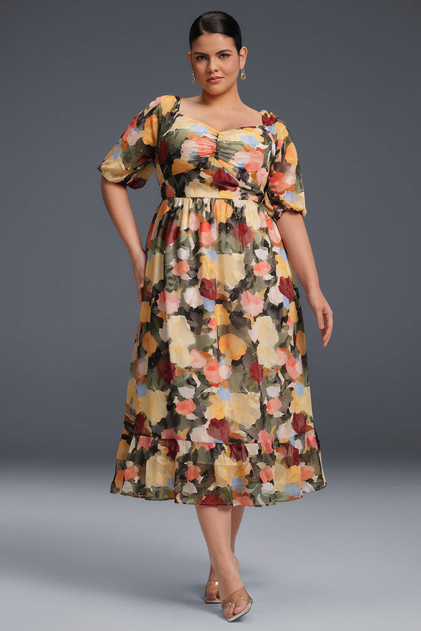 Valentina Draped Collar Floral Maxi Dress