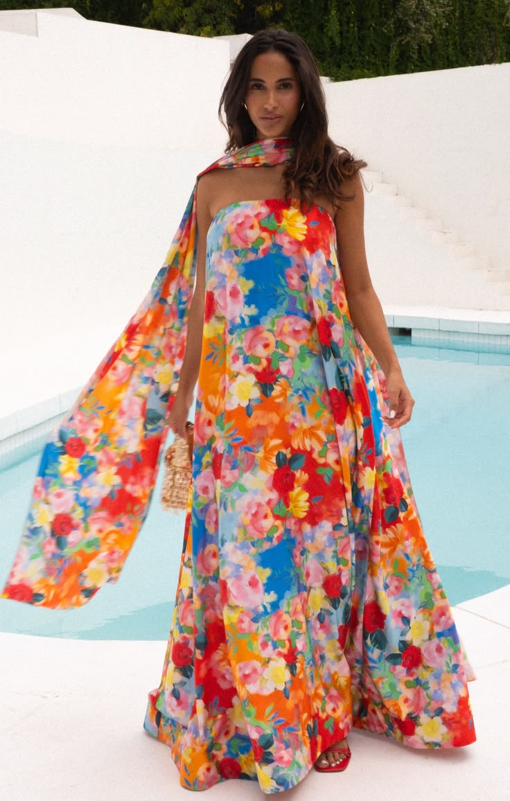 Tinsley Satin Tube Dress Multi 1