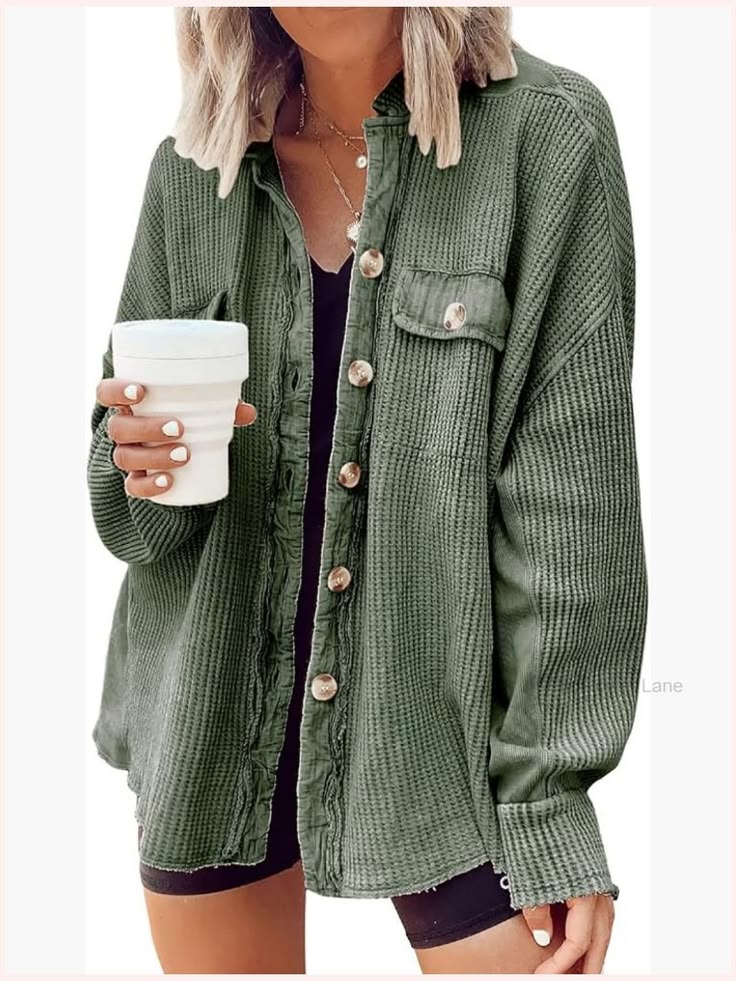 Sage Waffle Knit Blouse Sage 1
