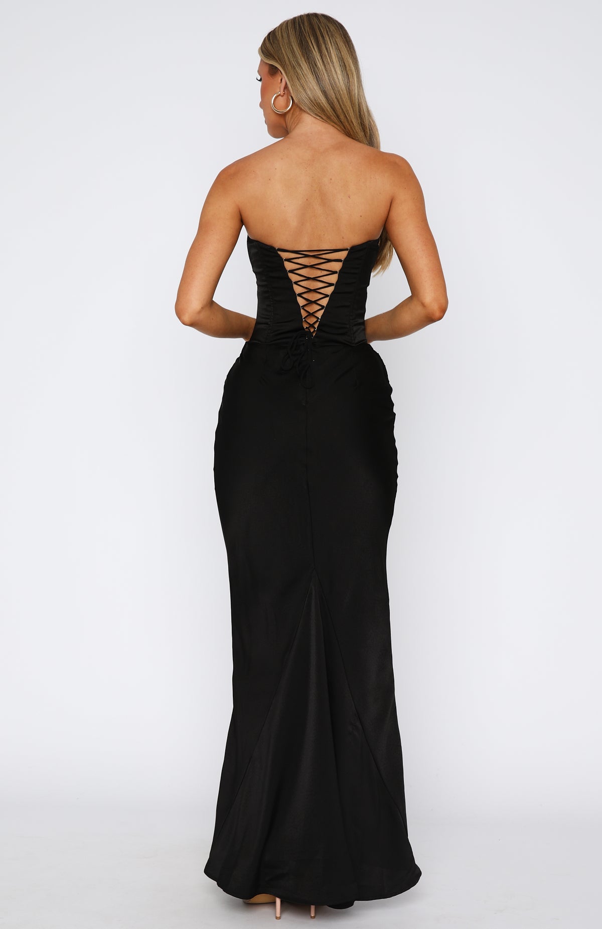 Valentina Satin Maxi Dress in Black Black 5