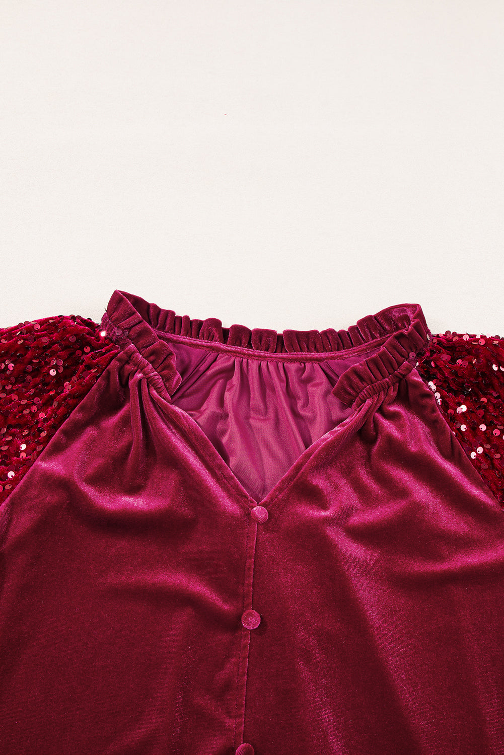 Freya Sequin Velvet Blouse Red Dahlia 10
