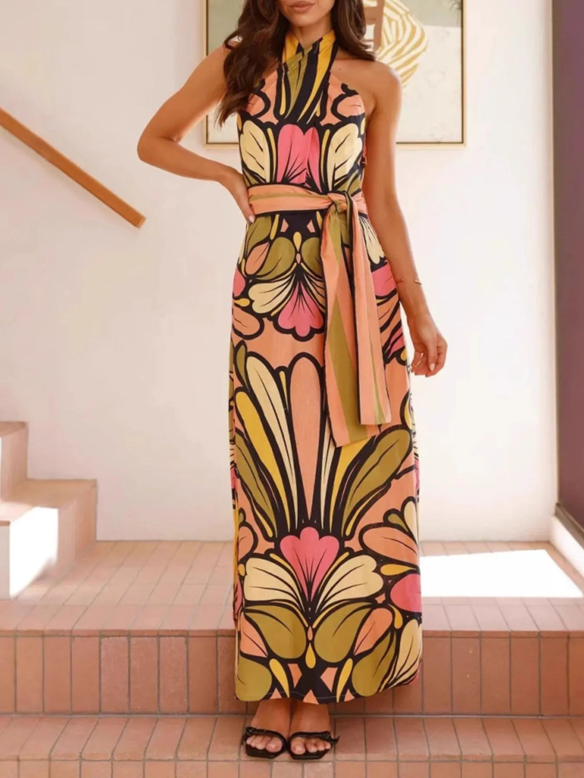Margot Printed Halter Maxi Dress Multicolor 9