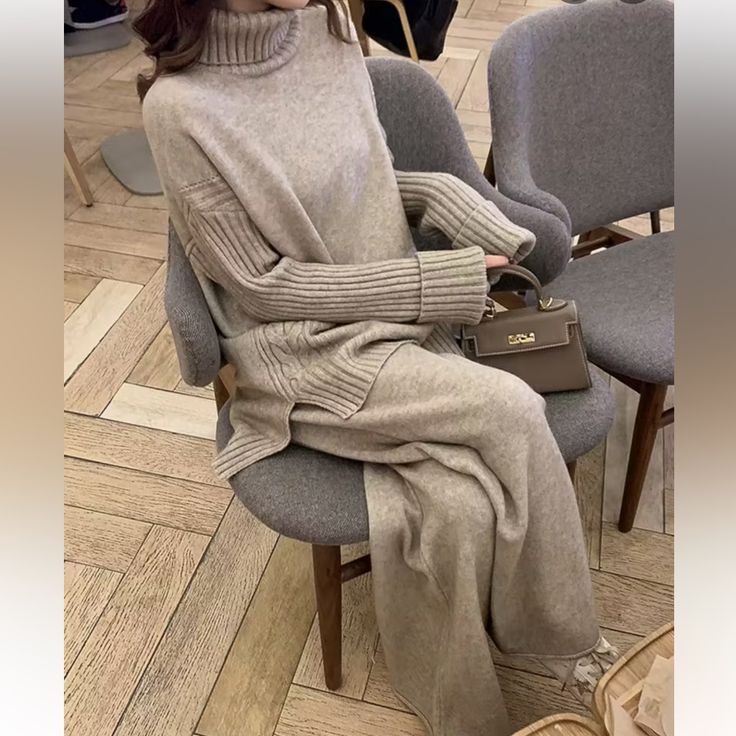 Margot Turtleneck Sweater & Pant Set Gray 1