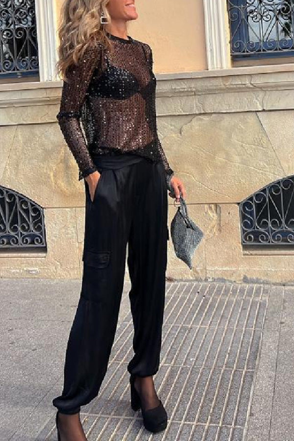 Anouk Sequin Blouse Black 10