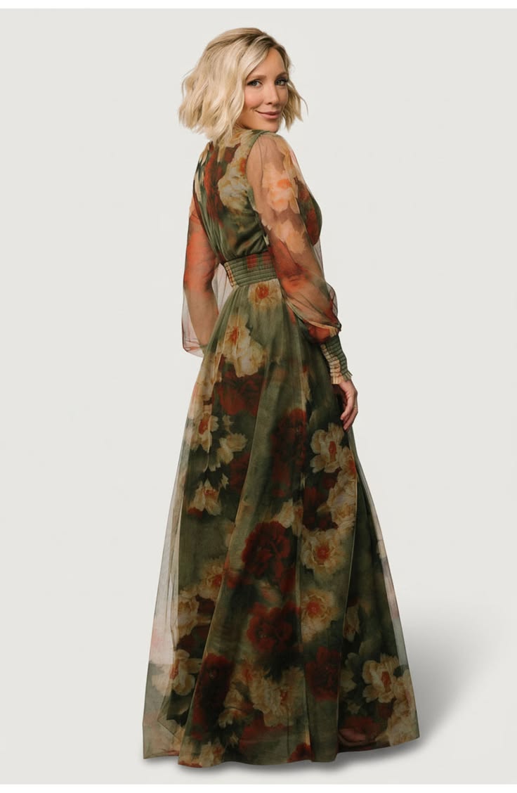 Layla Tulle Maxi Dress Olive 1