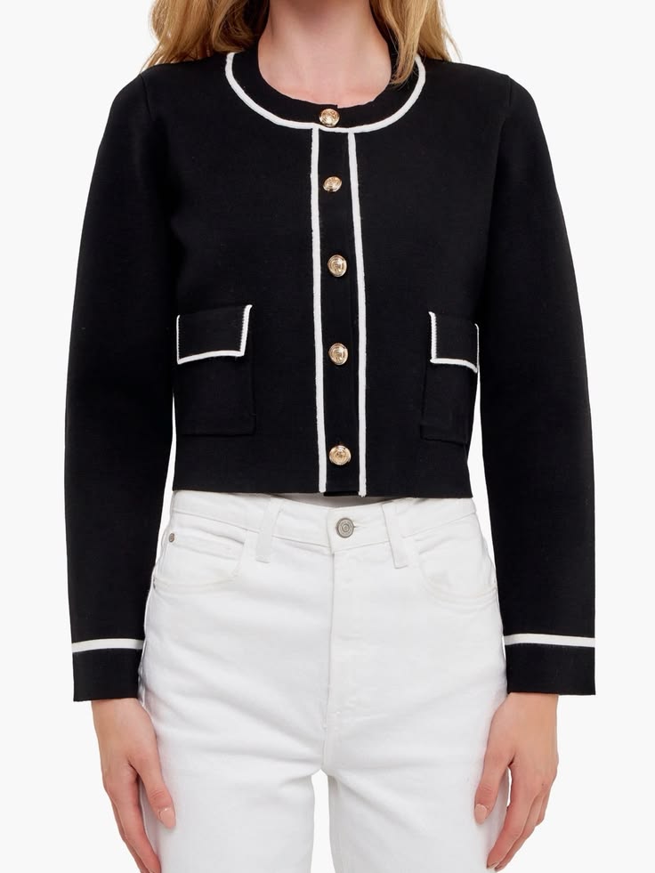 Persephone Contrast Cardigan Black 1