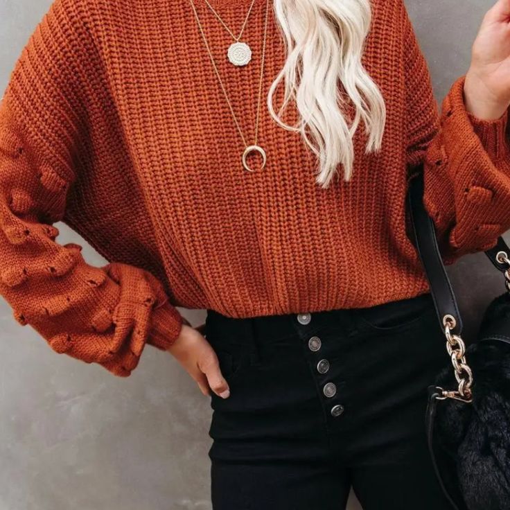 Margot Cropped Sweater Orange 1