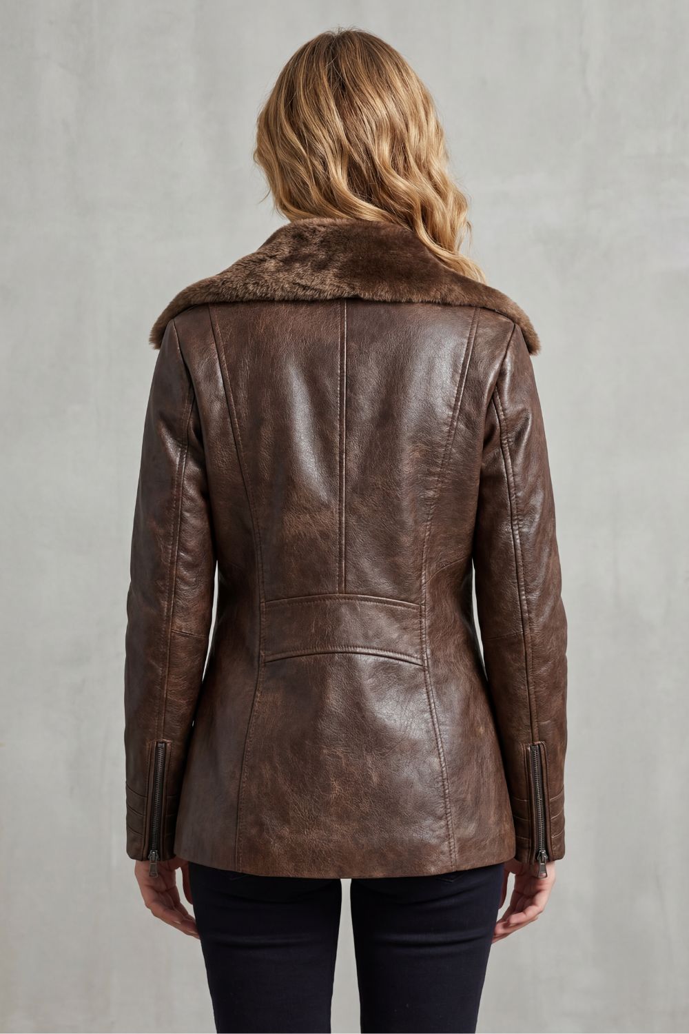 Hannah Faux Leather Jacket with Shearling Lining Multi 4