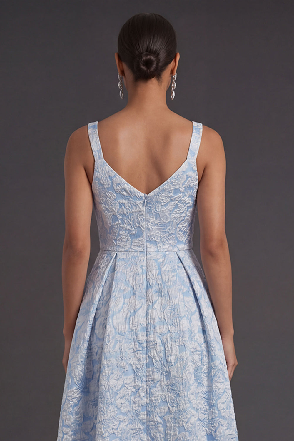 Arabella Jacquard Floral Midi Dress Blue 4