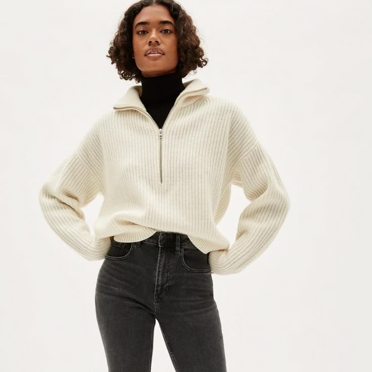 Nell Merino Knit Sweater White 1