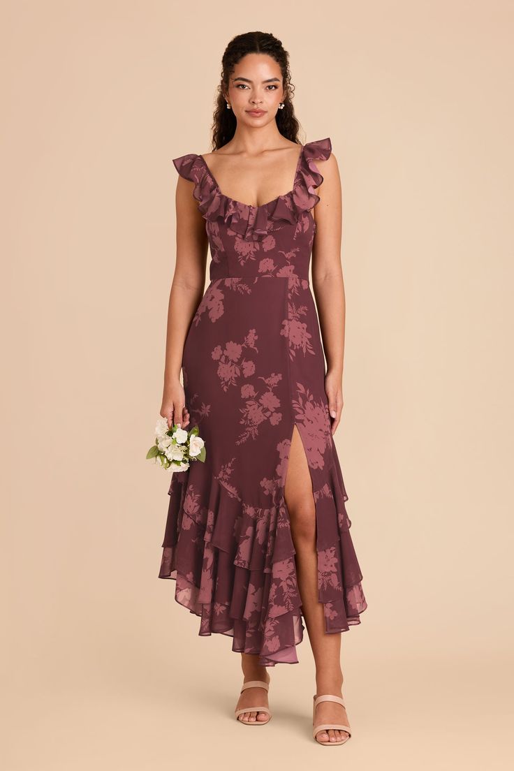 Ginny Sangria Chiffon Midi Dress Grey 1