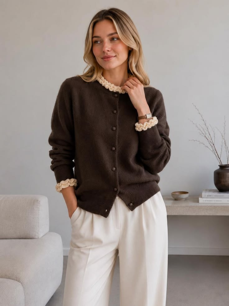 Margot Wool Cardigan Brown 1