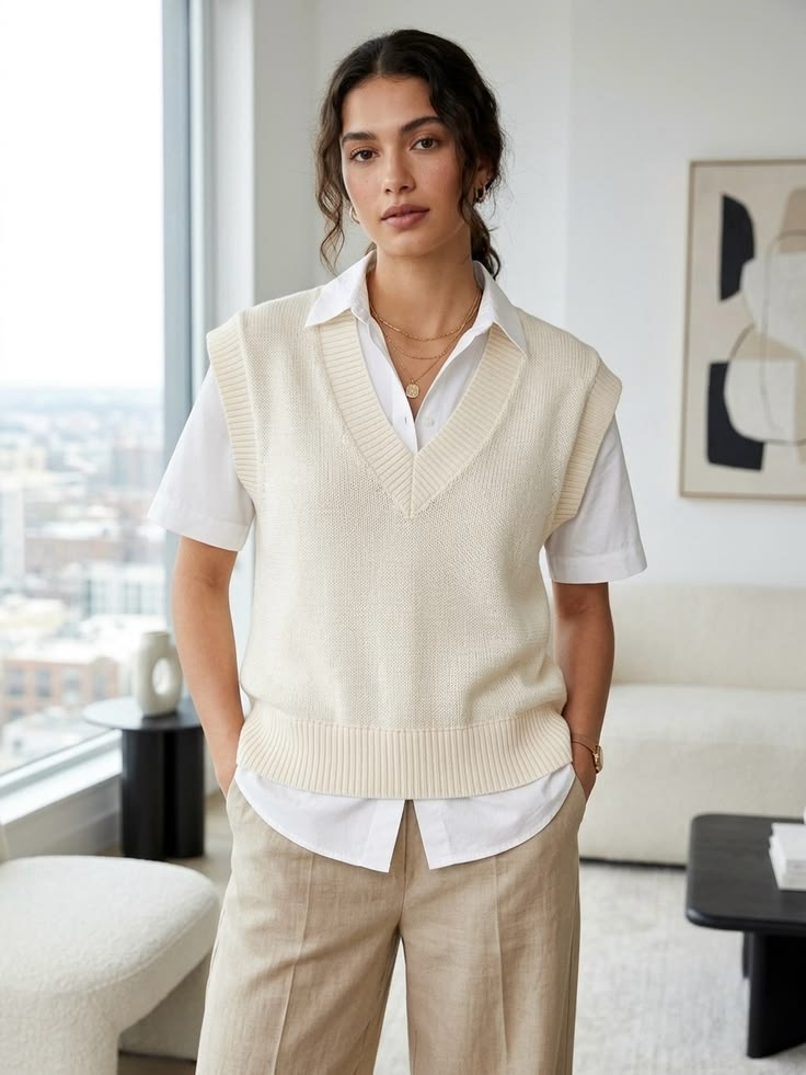 Margot Cream Knit Vest Cream 1