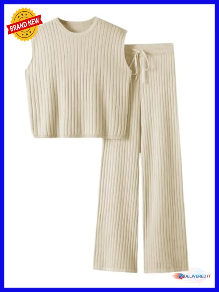 Margot Ribbed Knit Two-Piece Set Cream 1