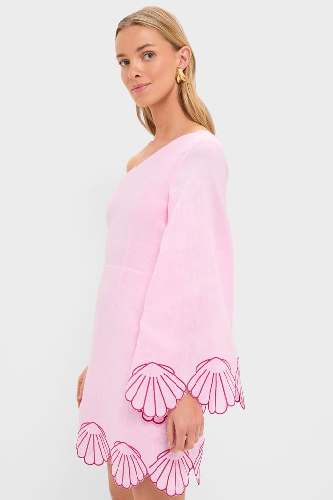 Surina One-Shoulder Mini Dress in Blush 1