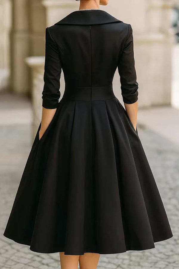Margot Midi Dress with Long Sleeves Dark Bule 6
