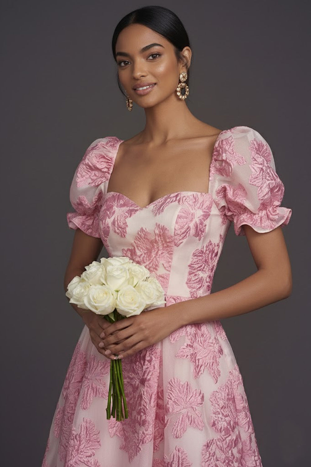 Valentina Jacquard A-Line Dress Pink 4
