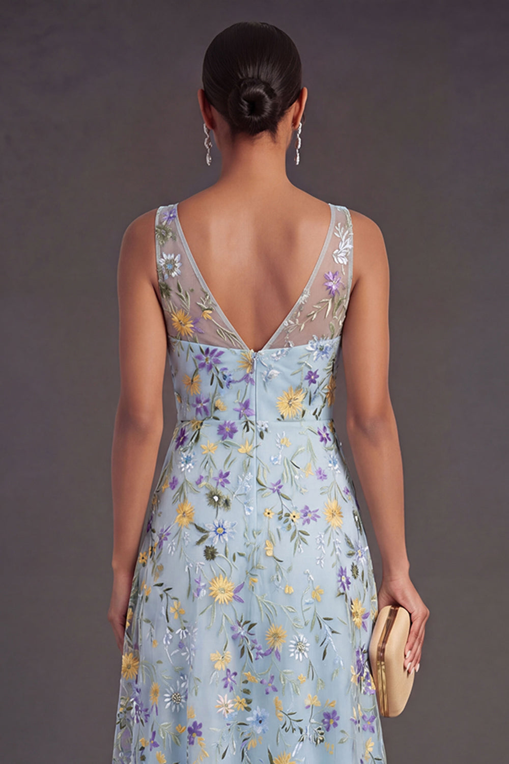 Estelle Floral Chiffon Maxi Dress Blue Flower 4