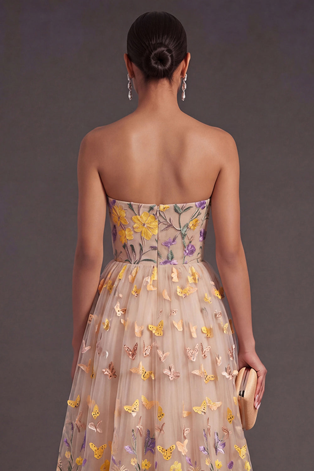 Isabelle Floral Appliqué A-Line Dress Apricot 4