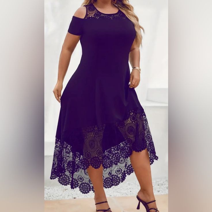 Viveca Asymmetrical Lace Dress Plum 1