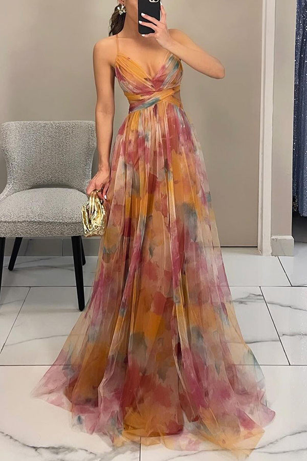 Giselle Tulle Floral Maxi Dress Blue 10