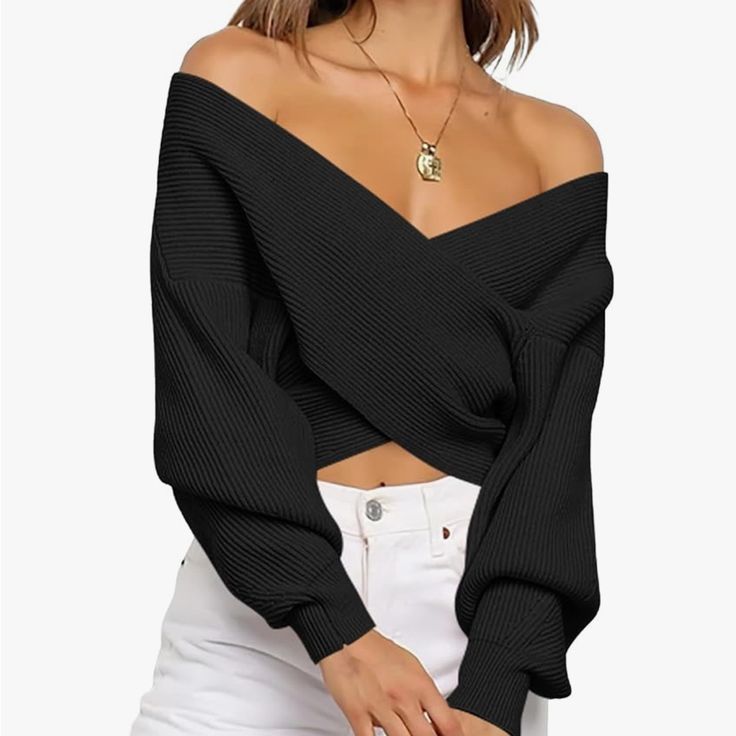 Eleanor Wrap Sweater in Black Black 1