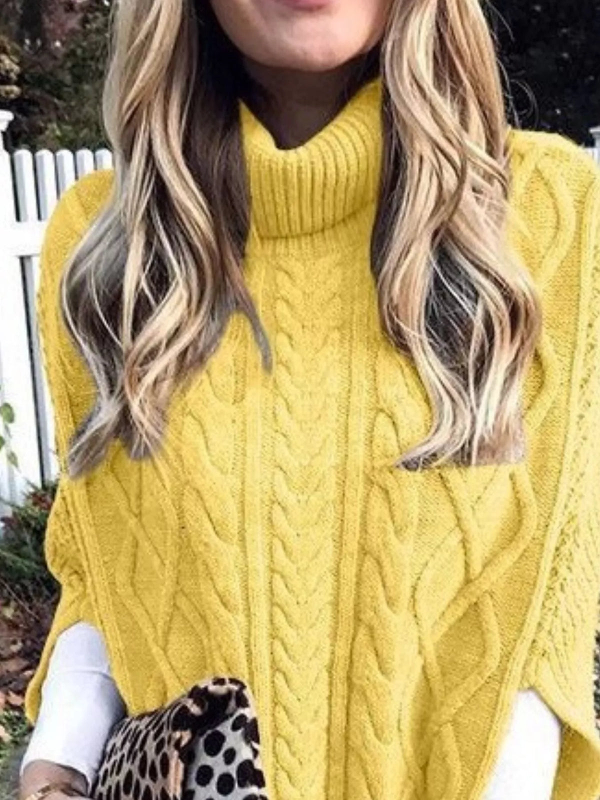 Margot Turtleneck Sweater Poncho White 10
