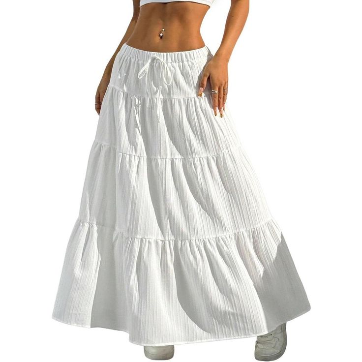 Leven Ruched Maxi Skirt White 1