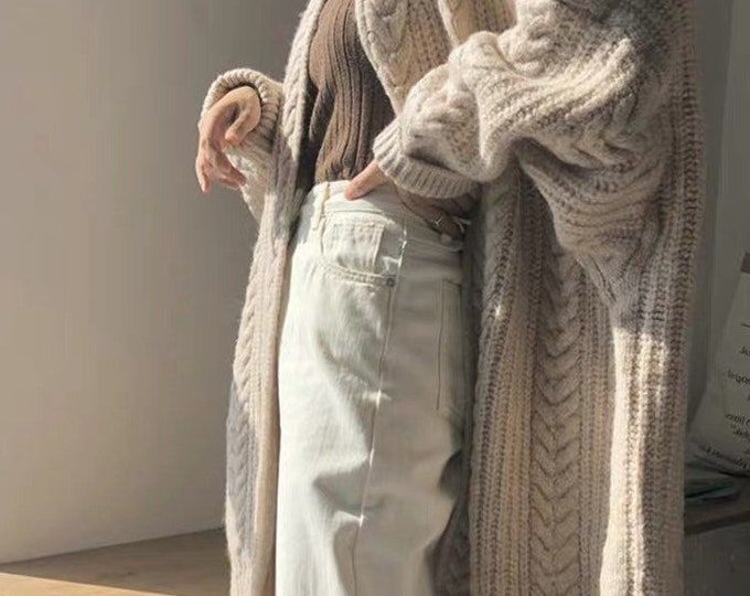 Margot Wool Hooded Cardigan Duster Grey 1