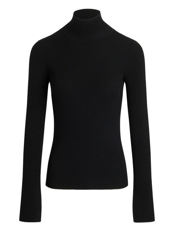 Patou Mock-Neck Knit Sweater Black 1