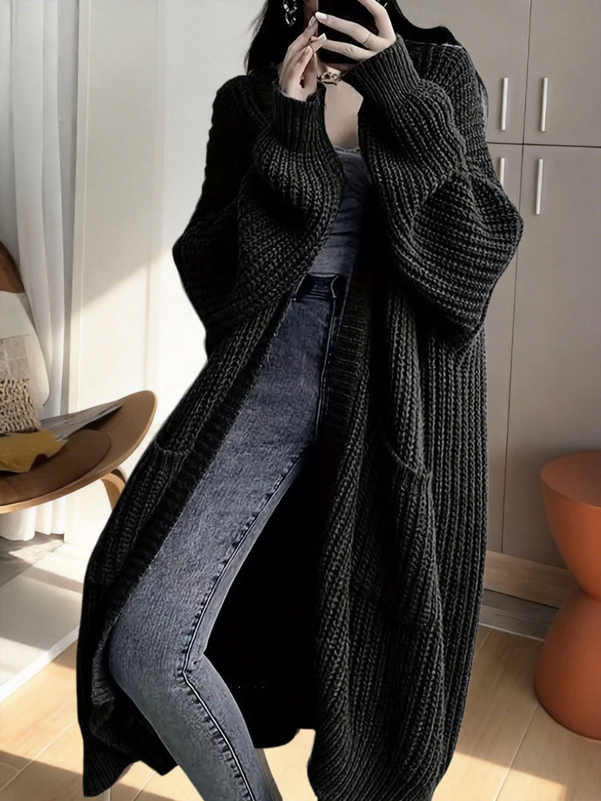 Isadora Linen Longline Cardigan Khaki 10