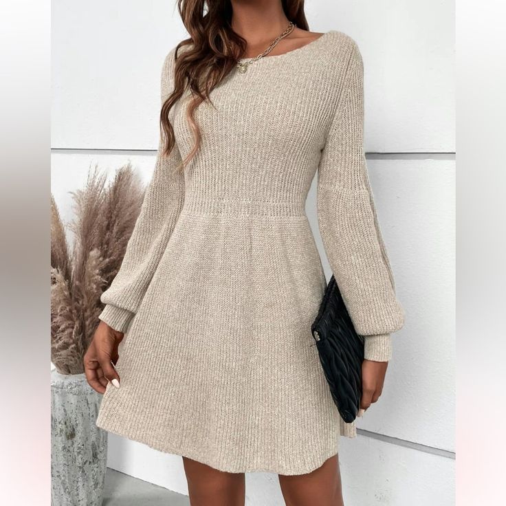 Celestine Plaid Lantern Sleeve Midi Dress Cream 1