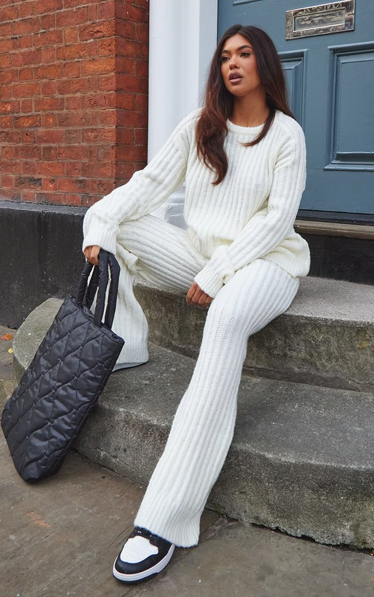 Ivory Knit Sweater Set Ivory 1