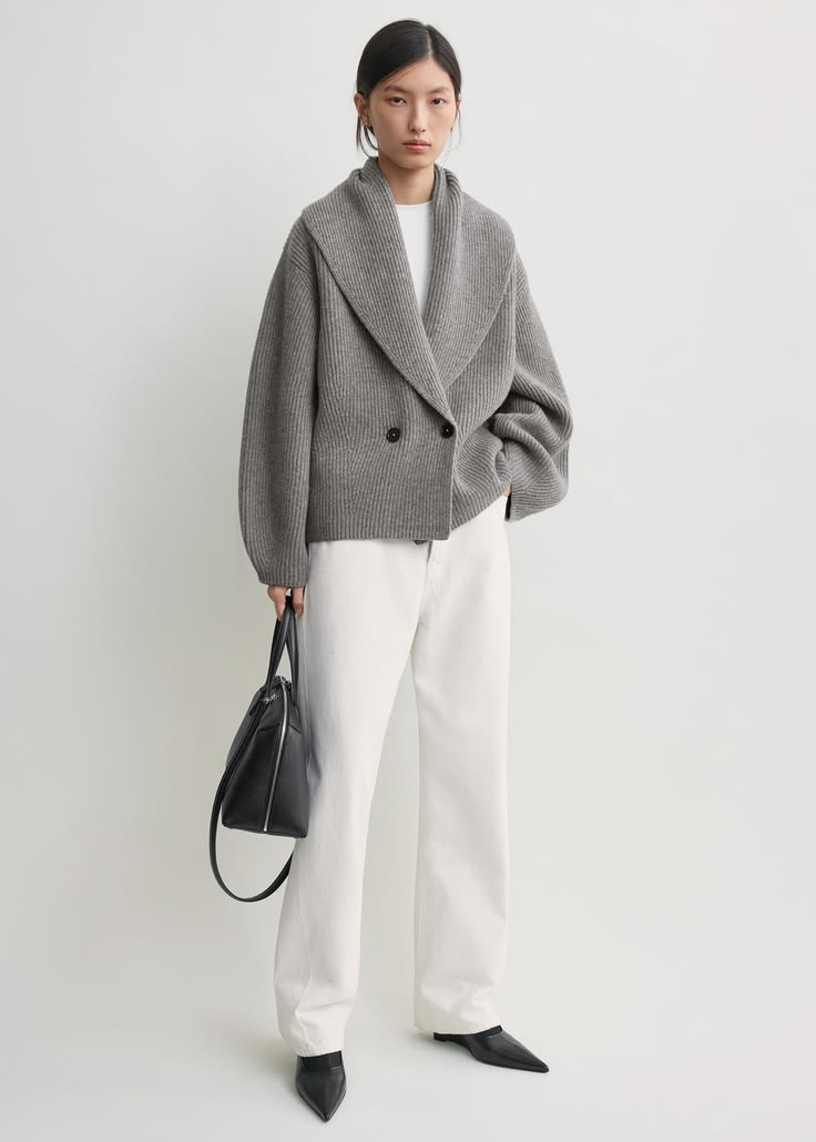 Florence Cardigan in Mid Grey Melange Grey 1