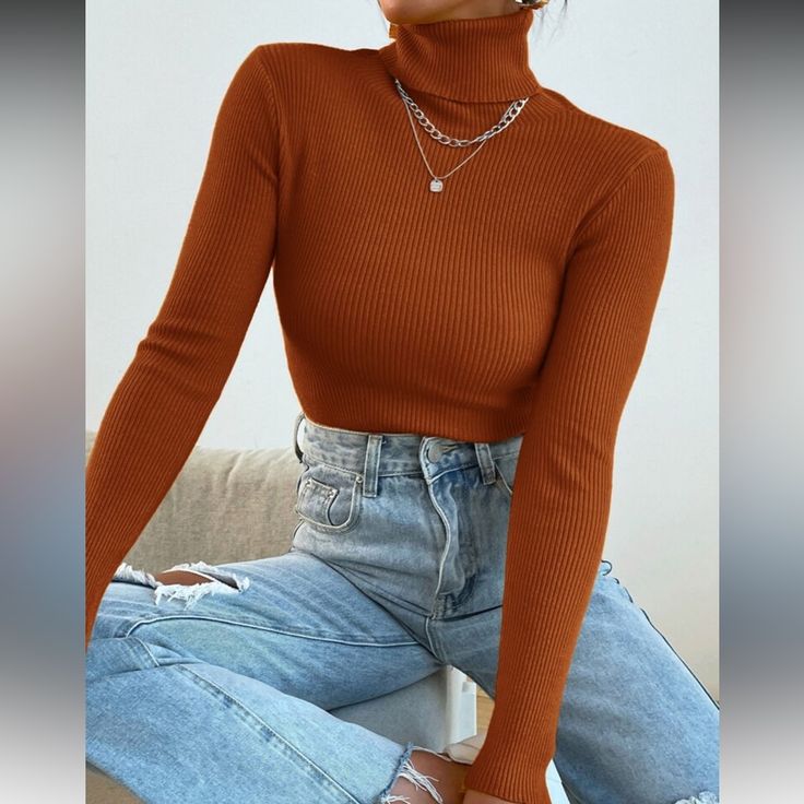 Margot Turtleneck Sweater Rust 1