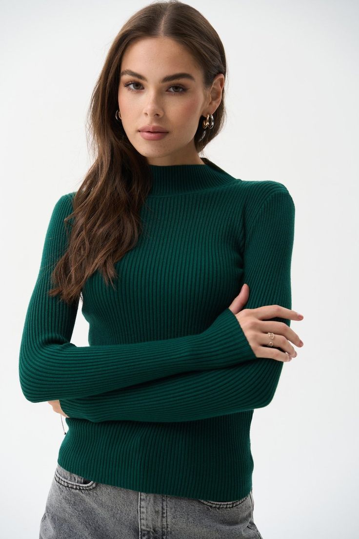 Solmar Turtleneck Sweater in Sage Rib Knit Sage 1