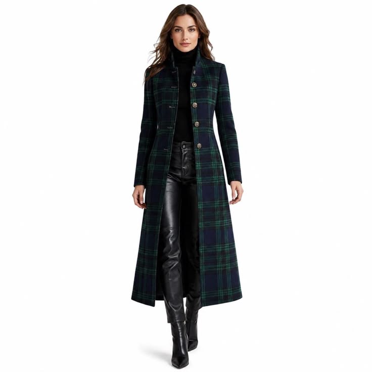 Margot Tartan Wool Trench Coat Burgundy 1